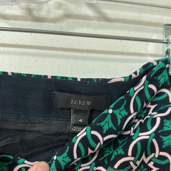 J. Crew Green and White Pencil Skirt Knee-Length Work - Picture 3 of 4